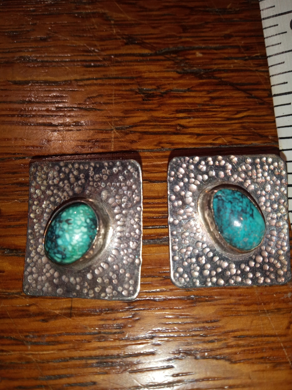 Handcrafted Turquoise Stone Square Post Earrings